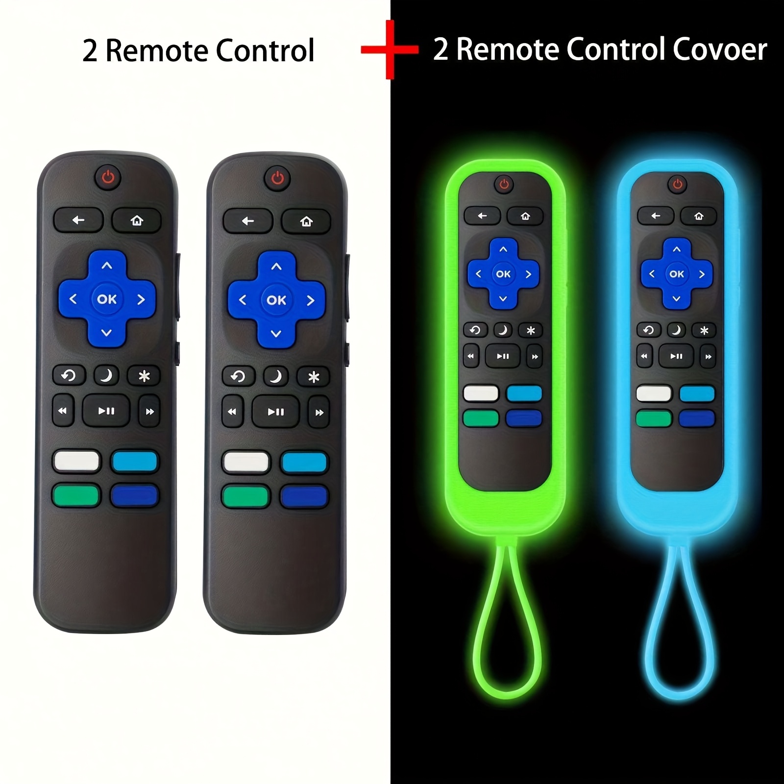 TEMU 4pcs Set (2 Remote Control, 2 Remote Control Cover) Universal Tv Remote Control Suitable For All Tvs, Replacing Tcl /hisense /sharp Tv Remote