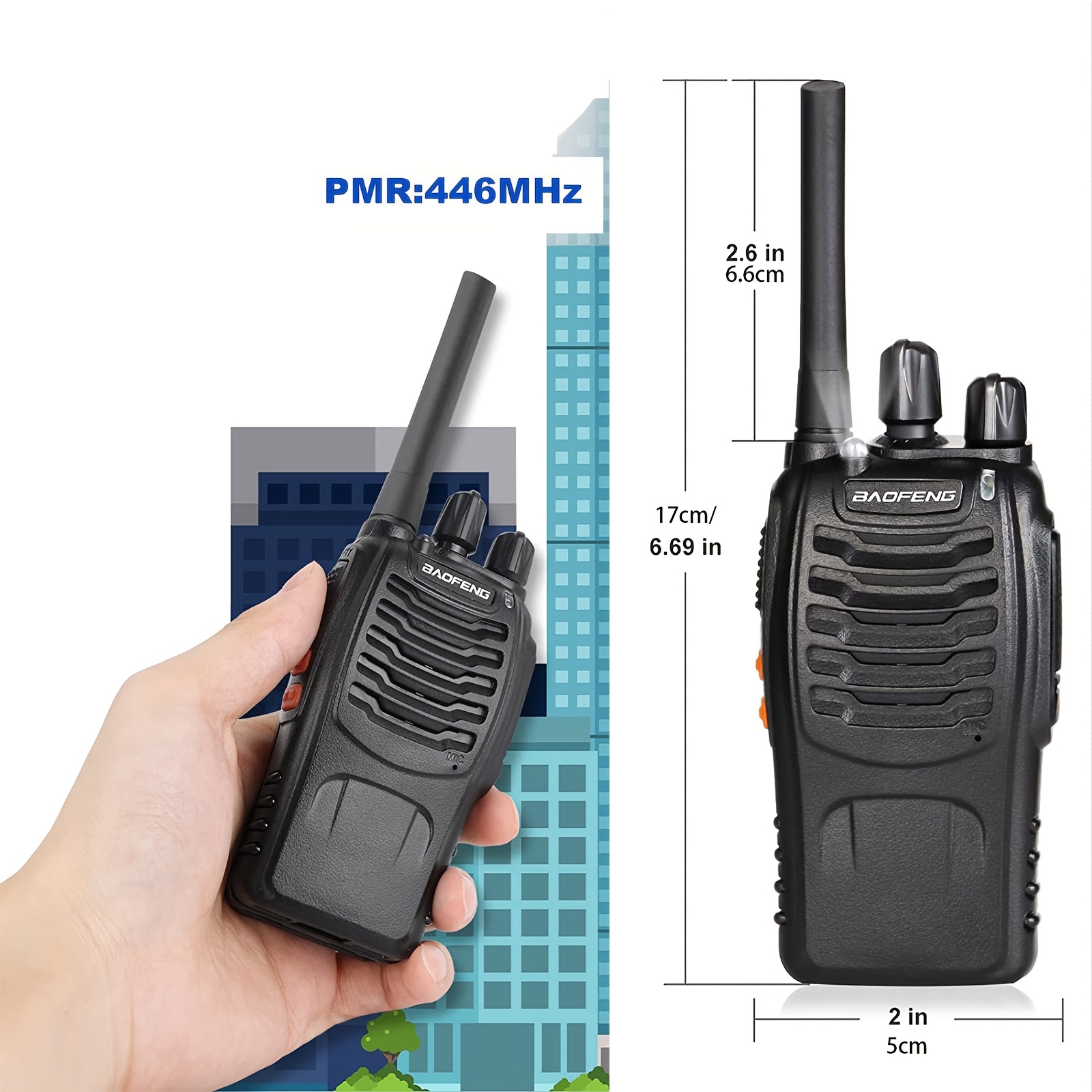 2pcs handheld two way radio with led indicators and integrated antenna type c charging cable walkie talkies ideal for hiking biking and camping