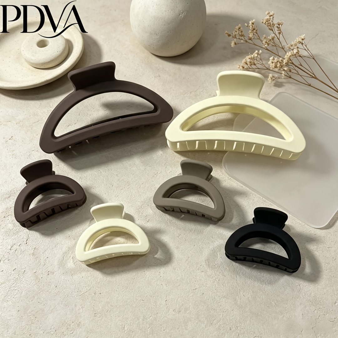 6pcs Matte Hollow Half-Round Hair Clips Set
