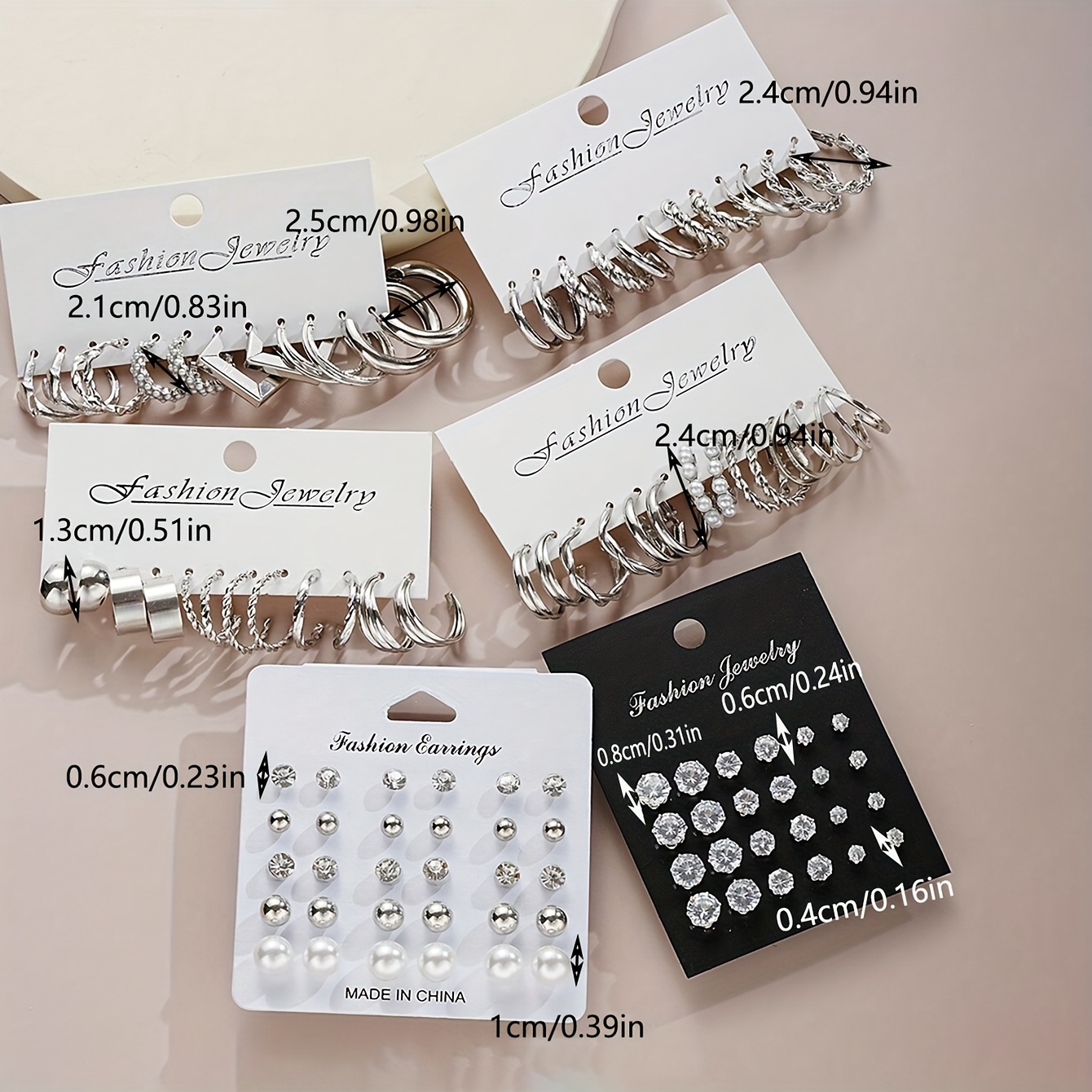Set Of 102 Pieces Stylish Earrings Hoop Multiple Sets For Girls