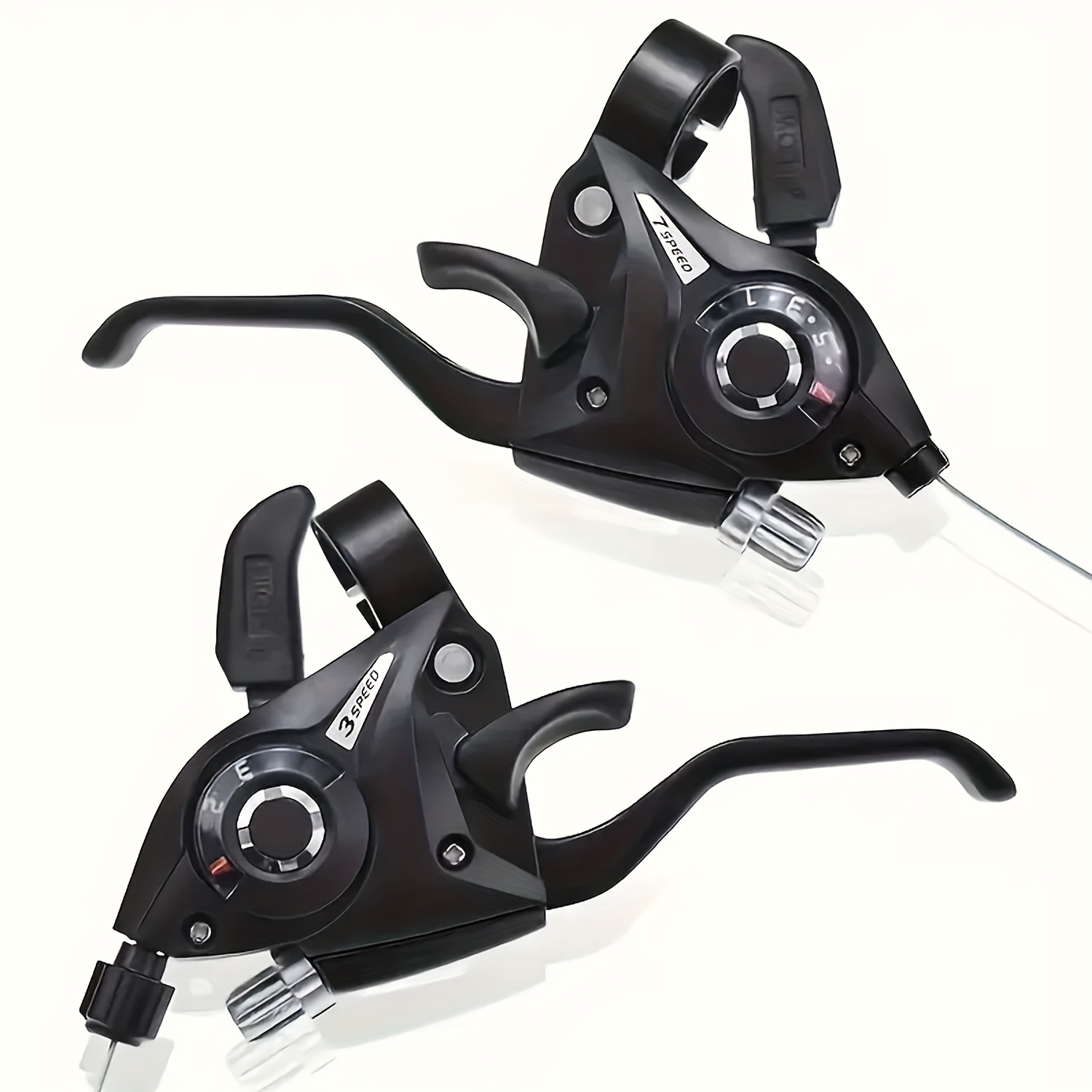 2pcs Bicycle Shifter 3x7 21 Speed Shifter Brake Lever Set with Gear Indicator and V-Shaped Brake Cable, Lightweight Dual Control System for Mountain Bikes, Road Bikes, Mountain Bikes, BMX, Fixed Gear, Bicycles