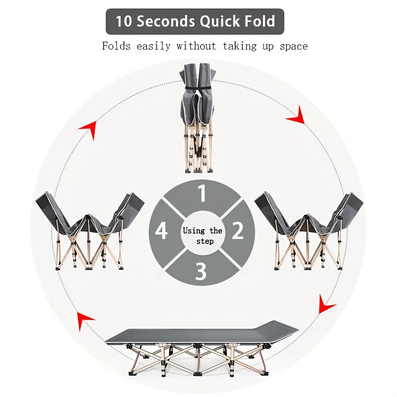 Portable Folding Bed Designed for Adults, Supports Up to 199.58 Kg, Includes a Mattress And Side Pocket - Lightweight Yet Durable Frame, Ideal for Fishing, Camping, Home, Office, Travel, Picnics, And Family Use