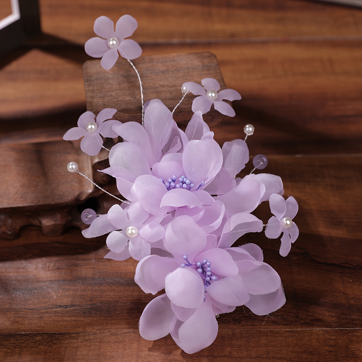 Image of 1pc European And Ultra-elegant Handmade Floral Hair Accessory, Bridal Headpiece, Wedding Dress Accessory, Head Jewelry, Rhinestone Wedding Ornament, Women's Decorative Hairpin