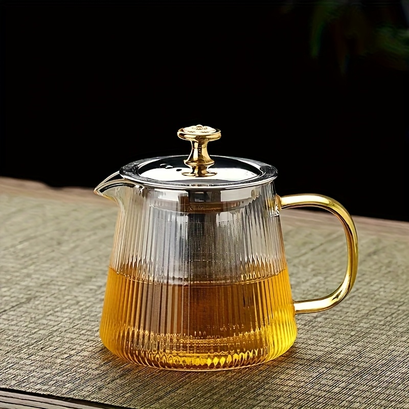 TEMU 1pc Of A Large-capacity Glass Teapot Or Coffee Pot In Sizes 18.5oz, 25.3oz, And 32oz, Featuring A Retro Design And A Durable Heat-resistant