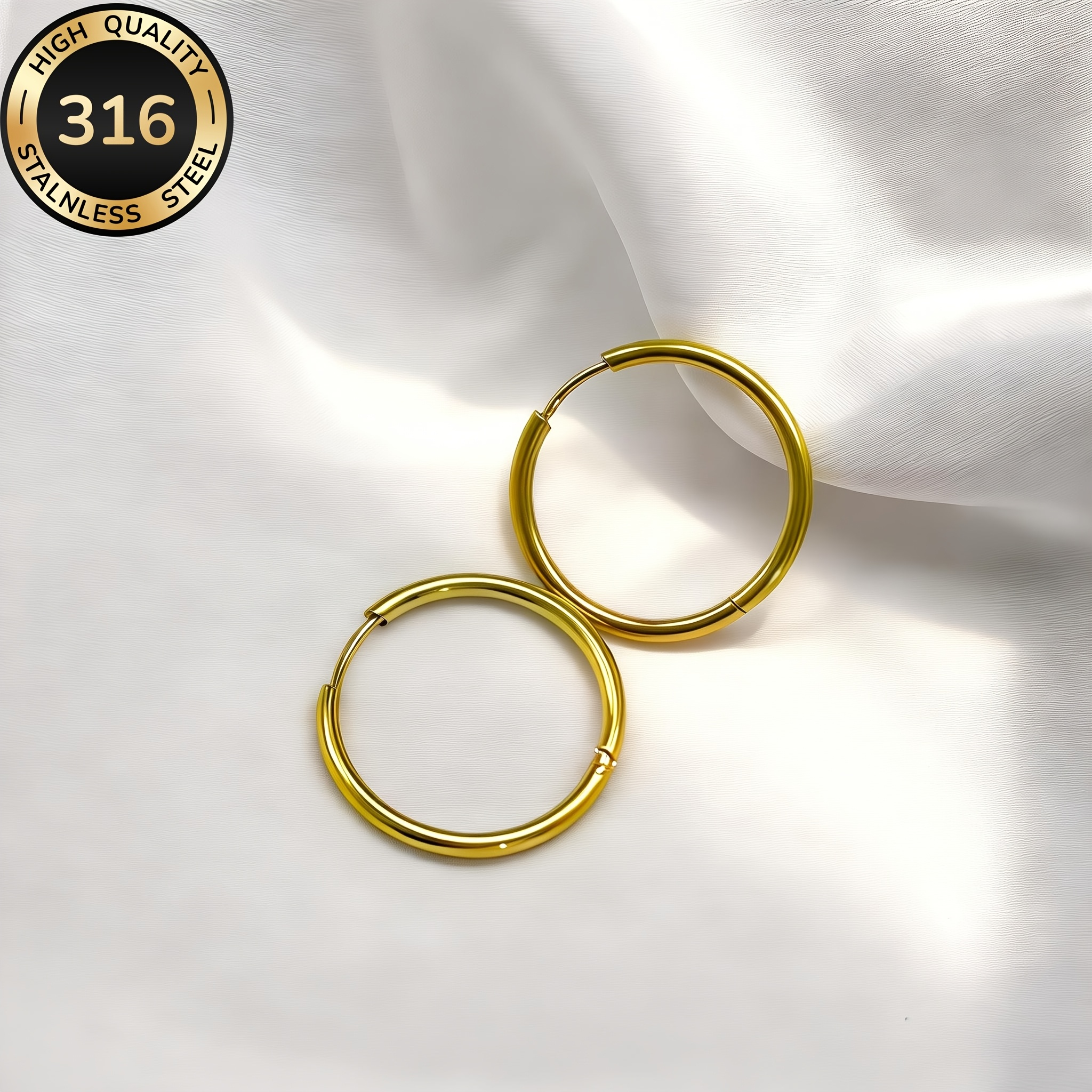 TEMU High Quality Steel Earrings, 18k Golden Plated, Hypoallergenic, Anti-fading, Women's Fashion Earrings, Easy And Elegant, Large Hoop Earrings,