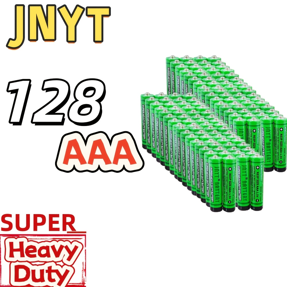 TEMU 128/120 piezas R03P (AAA) JNYT de carbono-, 1.5V, ideales para dispositivos electrónicos y juguetes. Relojes, controles remotos, linternas,