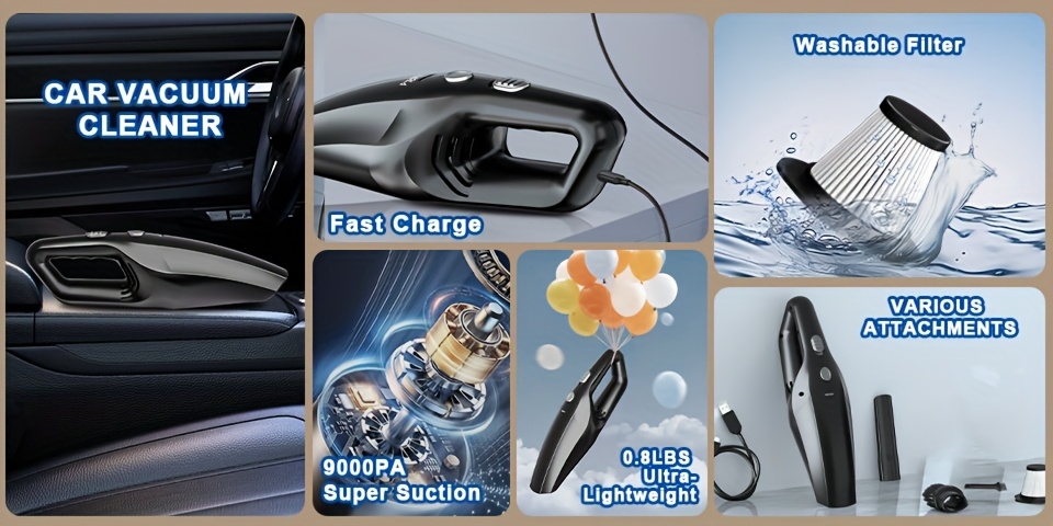 wireless handheld car vacuum cleaner large capacity super strong suction usb rechargeable   lithium battery   home and car interior cleaning suitable for   and other crevice cleaning pet hair cleaning portable vacuuming   ergonomic grip durable construction   battery busy professionals Product details 1
