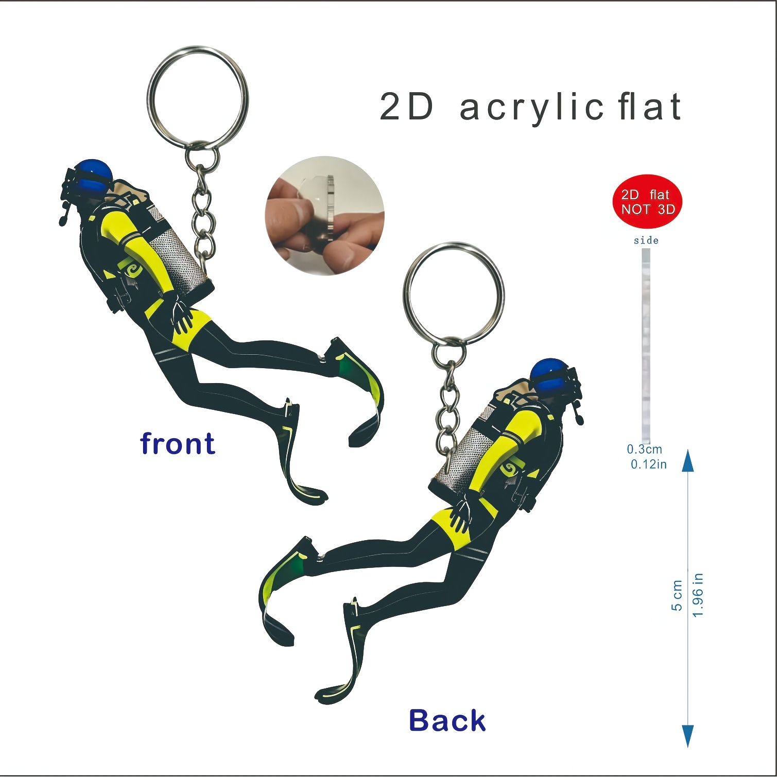 TEMU 2D, Llavero de de buceo 2D, Llavero para coche, Colgante para bolso, regalo para tus familiares, o de , 2D