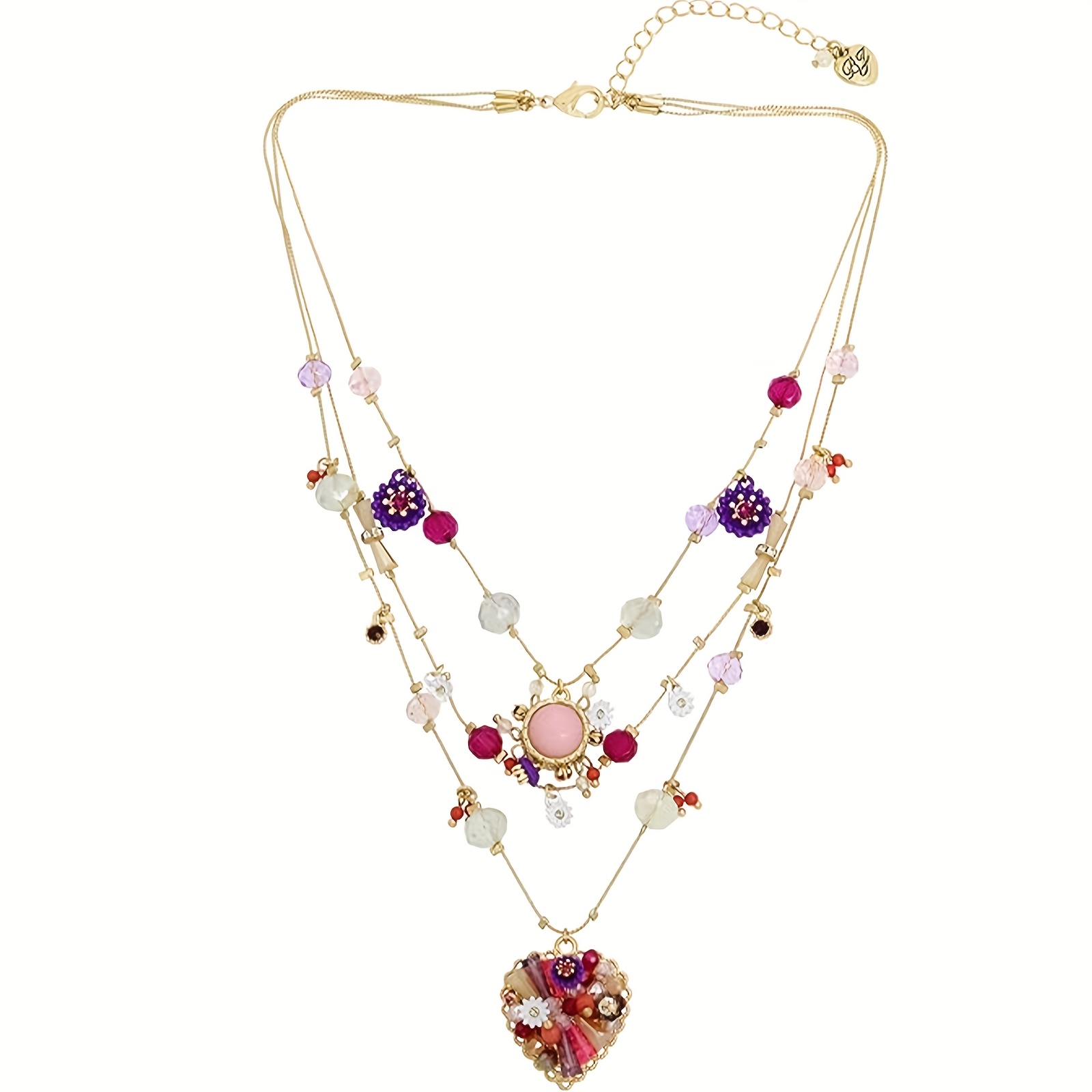 TEMU Collier Femme en Argent 925 avec Pierres Naturelles Multicouches Style Bohème - Cadeau pour Saint-Valentin, Fête des Mères, Noël ou Anniversaire