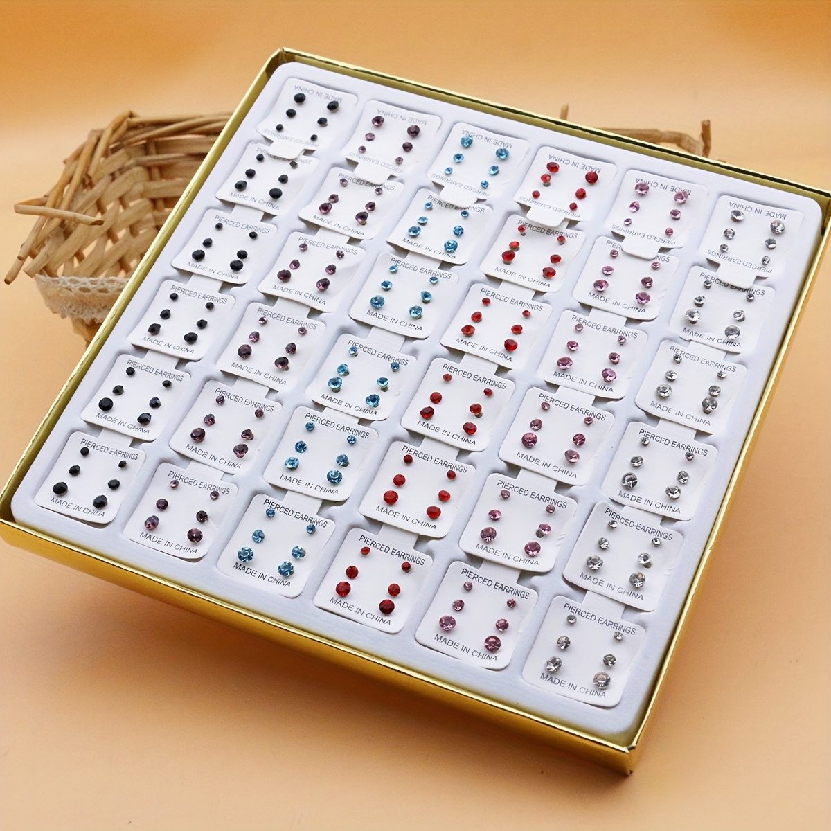 E-shop 108 Paar Große und Kleine Strass-Kunststoff-Ohrring-Sets