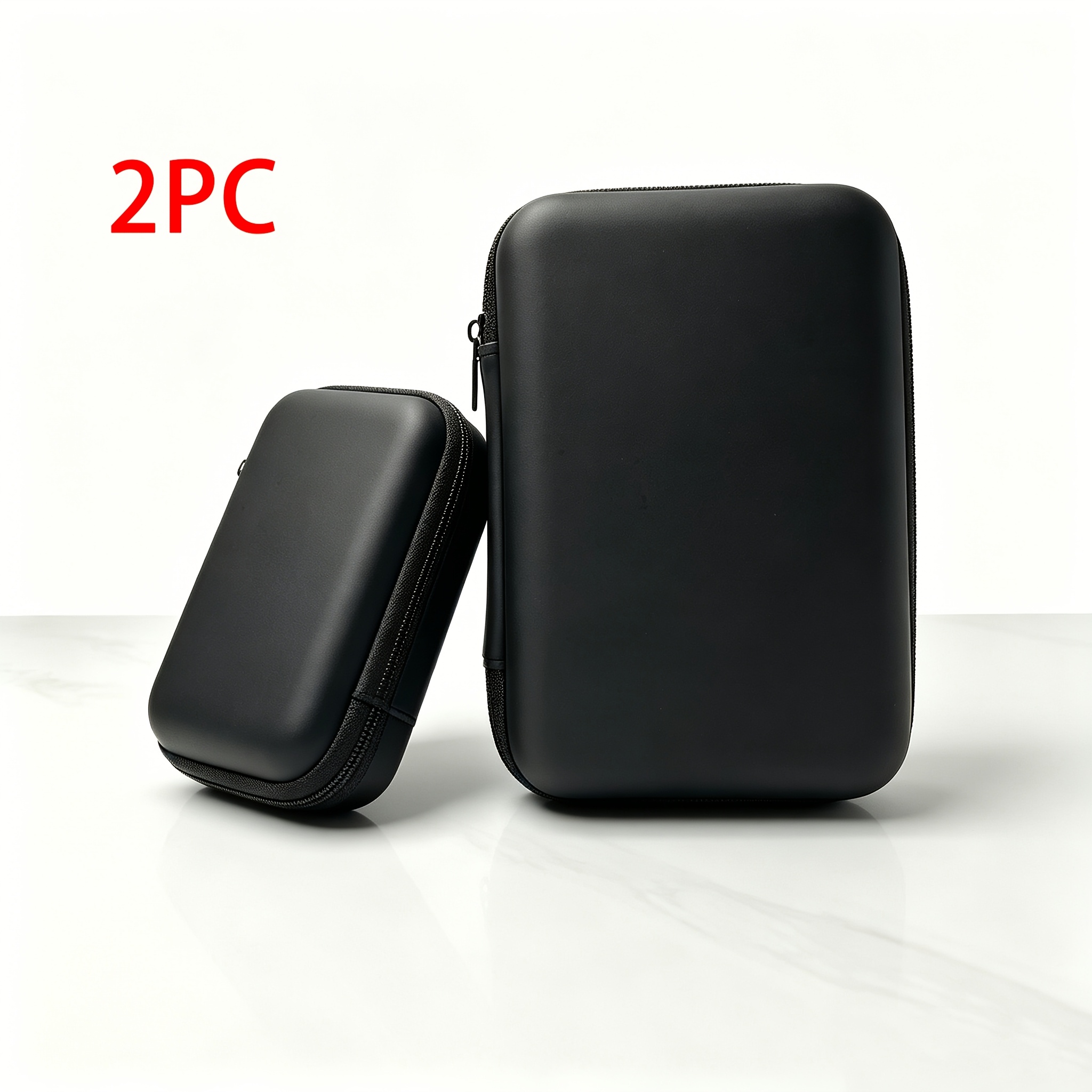 TEMU 2pcs Black Hard Shell Bags (storage Box ), Headphone/external Hard Drive/memory Card/card Reader/charger/cable Organizer, Storage Bag, , Outdoor