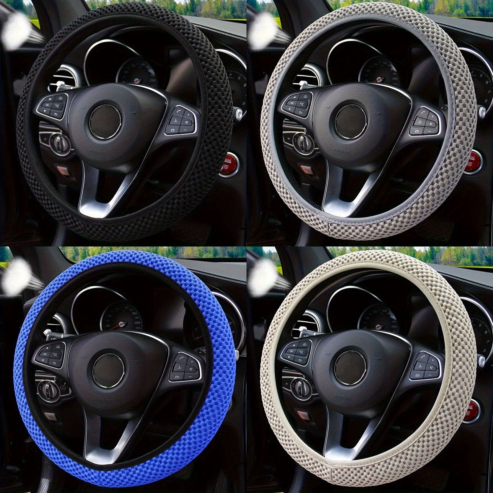 

Breathable 3d Mesh Steering Wheel Cover - Sweat-absorbent, Non-slip, Comfort Fit For 14.57-14.96" Wheels, No Inner Ring Required