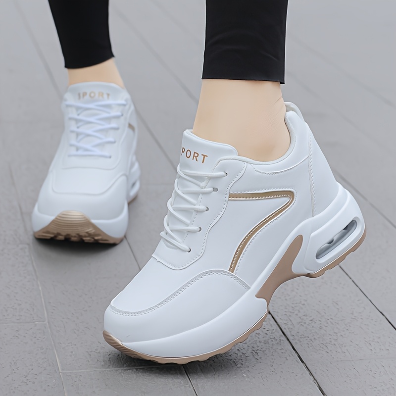 Women's Casual Sneakers, Patchwork Design, Upper with Comfortable Lining, Height-Increasing Women's Shoes, Air Cushion Sole, Running Shoes for Women, Women Shoes