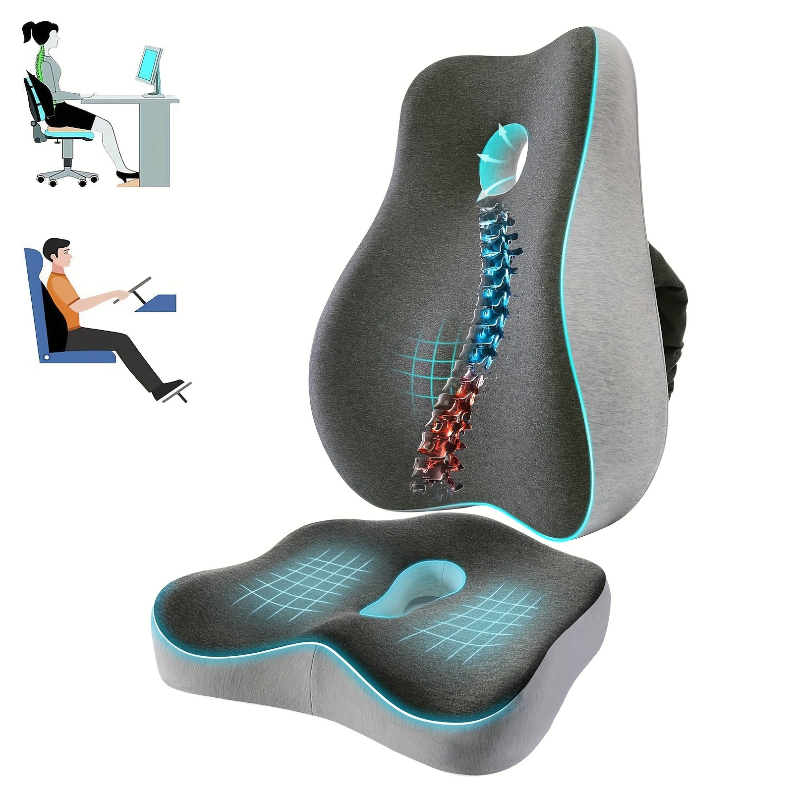 Orthopädisches Sitzkissen und Rückenlehne Lendenwirbelstützkissen