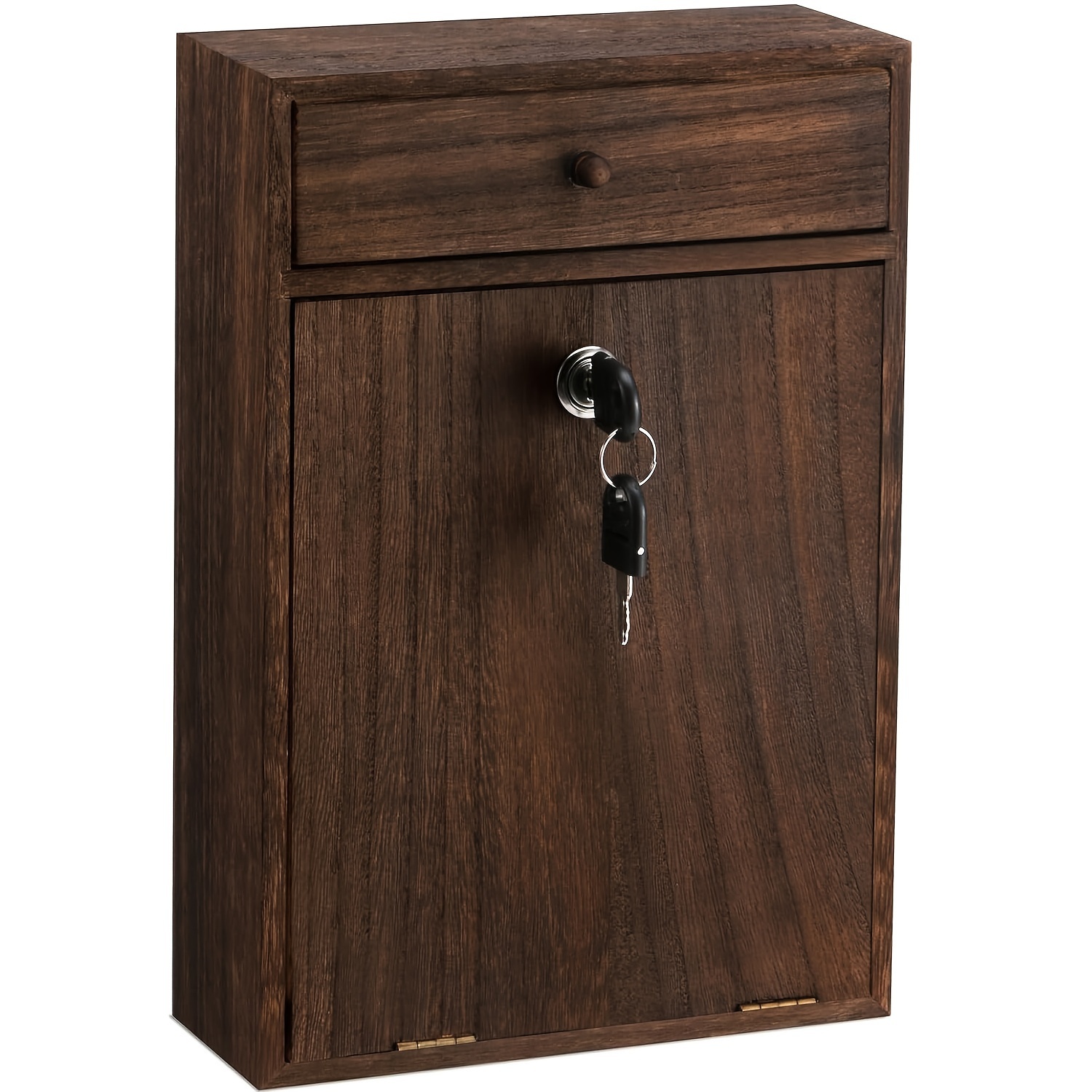 

Wood Mailbox Wall Mount, Locking Mailbox With Key Lock Mailboxes For Outside Mail Boxes For House Box Raffle Collection Box For Money Envelopes Cards, 12x8x3.5inch