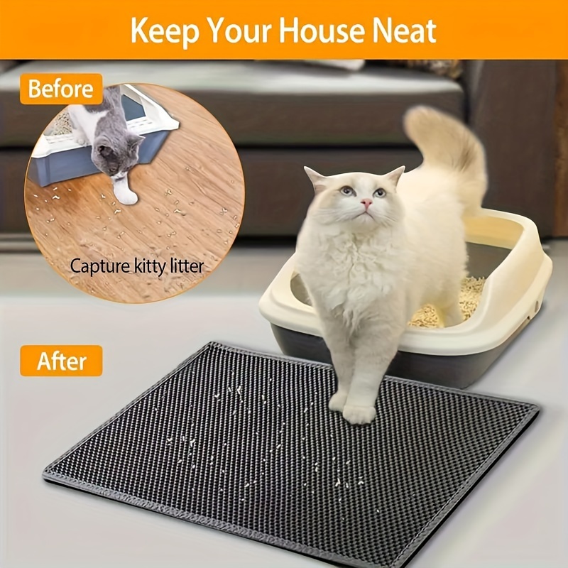 double layer cat litter mat with honeycomb design eva material large size anti splash easy clean   control rug for cats details 9