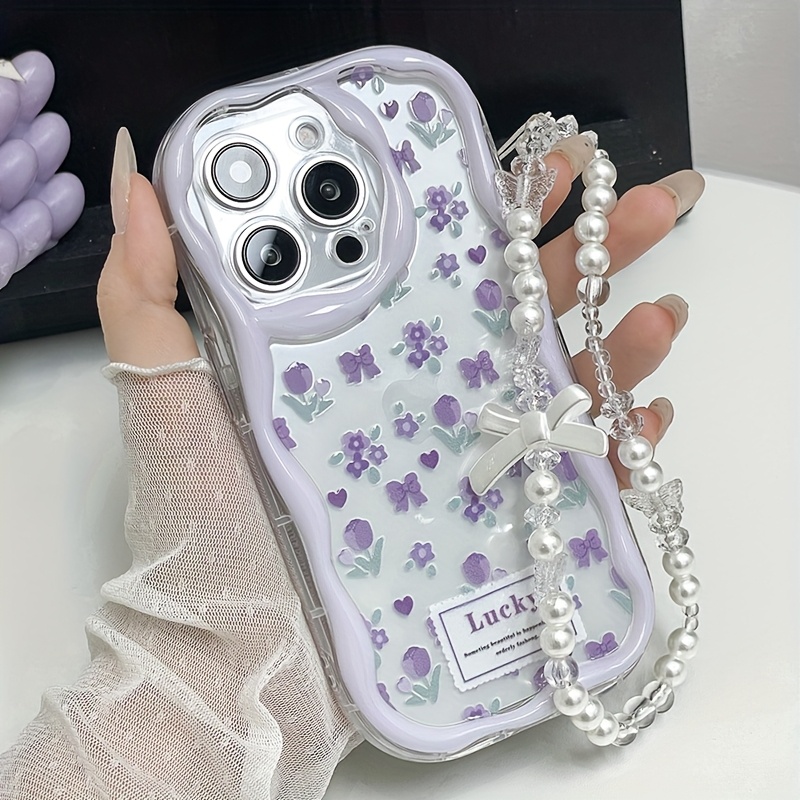 TEMU A Stylish And Thick Shockproof Phone Case With , Cute Print With Lanyard Chain Phone Case For Series 111213141516promax Series A05/a15/a25/a35/a55/s23/s24ultra/s25ultra