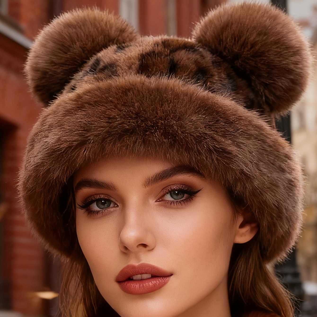 TEMU 1pc Women's Plush Hat, Thickened Decorative Fashion Autumn Winter Hat Women's Princess Plush Hat Autumn Winter Hat Mongolian Wide Brim Fashion