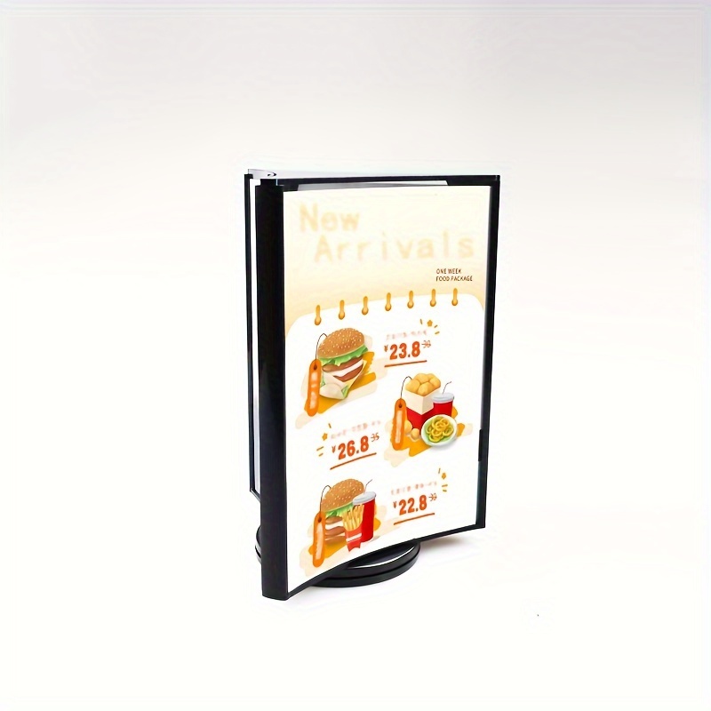 

Acrylic A5 Size Rotating Display Stand - Table Sign Holder For Menu, Advertising, And Product Information - Clear Spin Tabletop Frame For Promotions And Labels