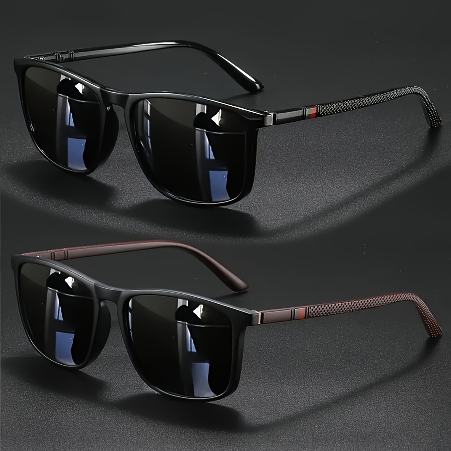 Image of 2pcs Set Of Individual Retro Square Frame Trendy Futuristic Sunglasses, Unisex, Suitable For Driving, Vacation, Outdoor Cycling, Sports, Etc., Gift