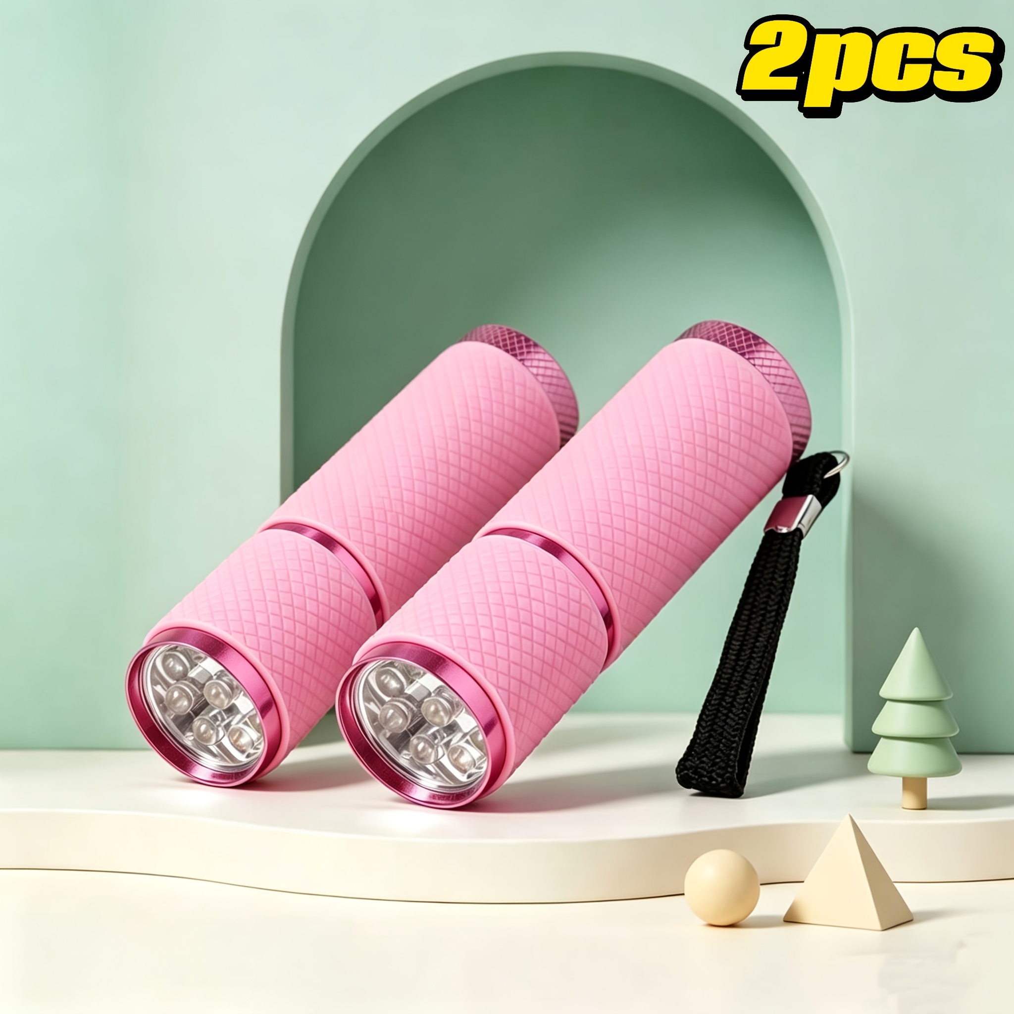 TEMU PHFRQ 2pcs Mini Lampe de Poche LED Super Lumineuse Texture Antidérapante Design Porte-Clés Portable Haute Luminosité 9 LED Perles d'Éclairage