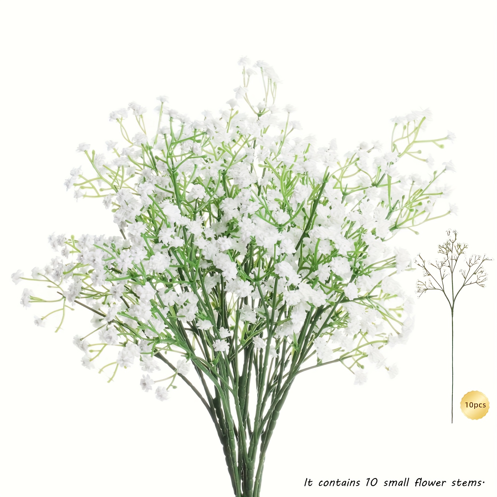 10/30pcs Babys Breath Artificial White Flowers Long Stem Flowers For Bouquets Arransynthetic Gemstoneent Home Decorative Party Wedding