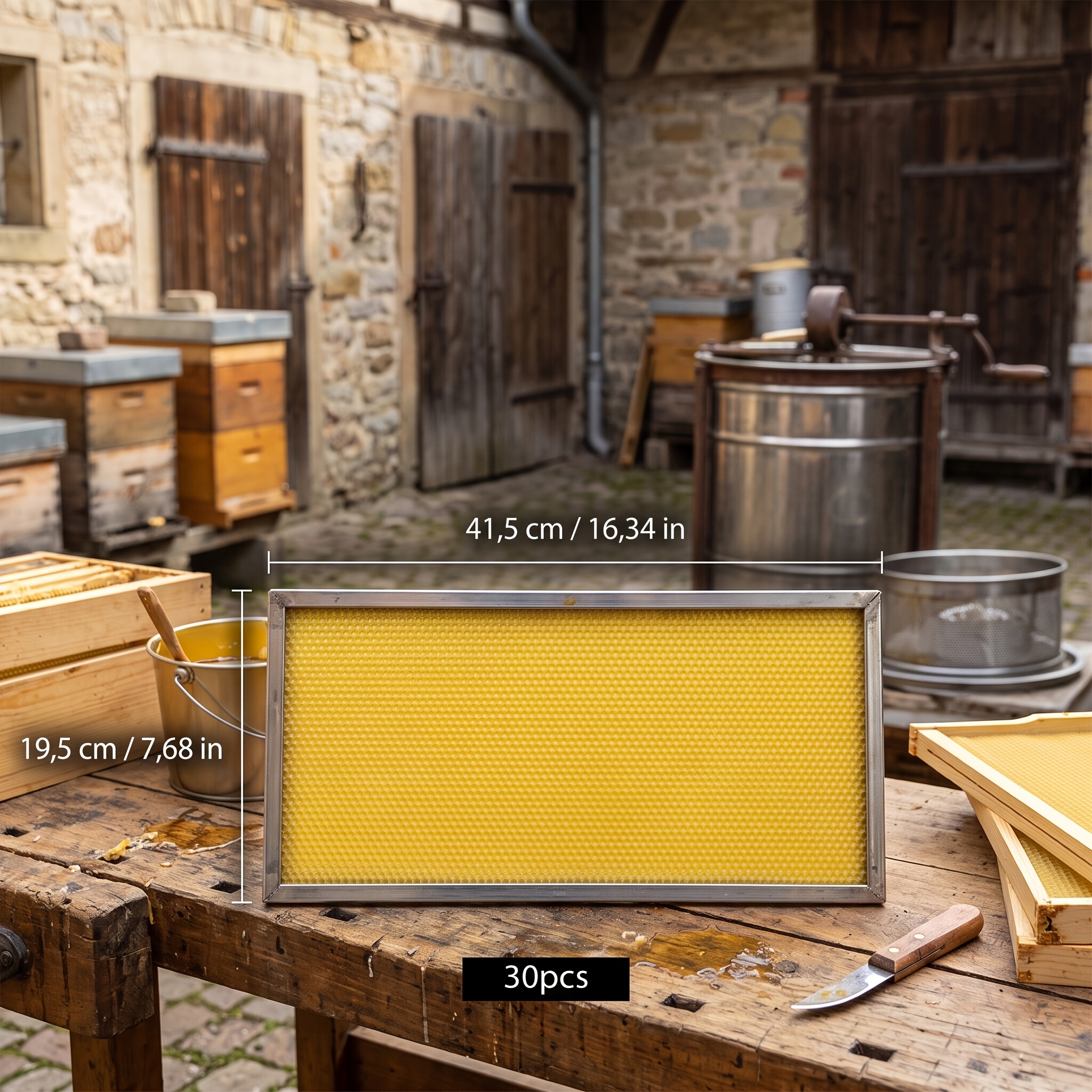 TEMU Lot de 30 feuilles de en cire d'abeille, adaptées aux cadres d'apiculture, à l'installation de , fond de cire pour , nucléaires, installations