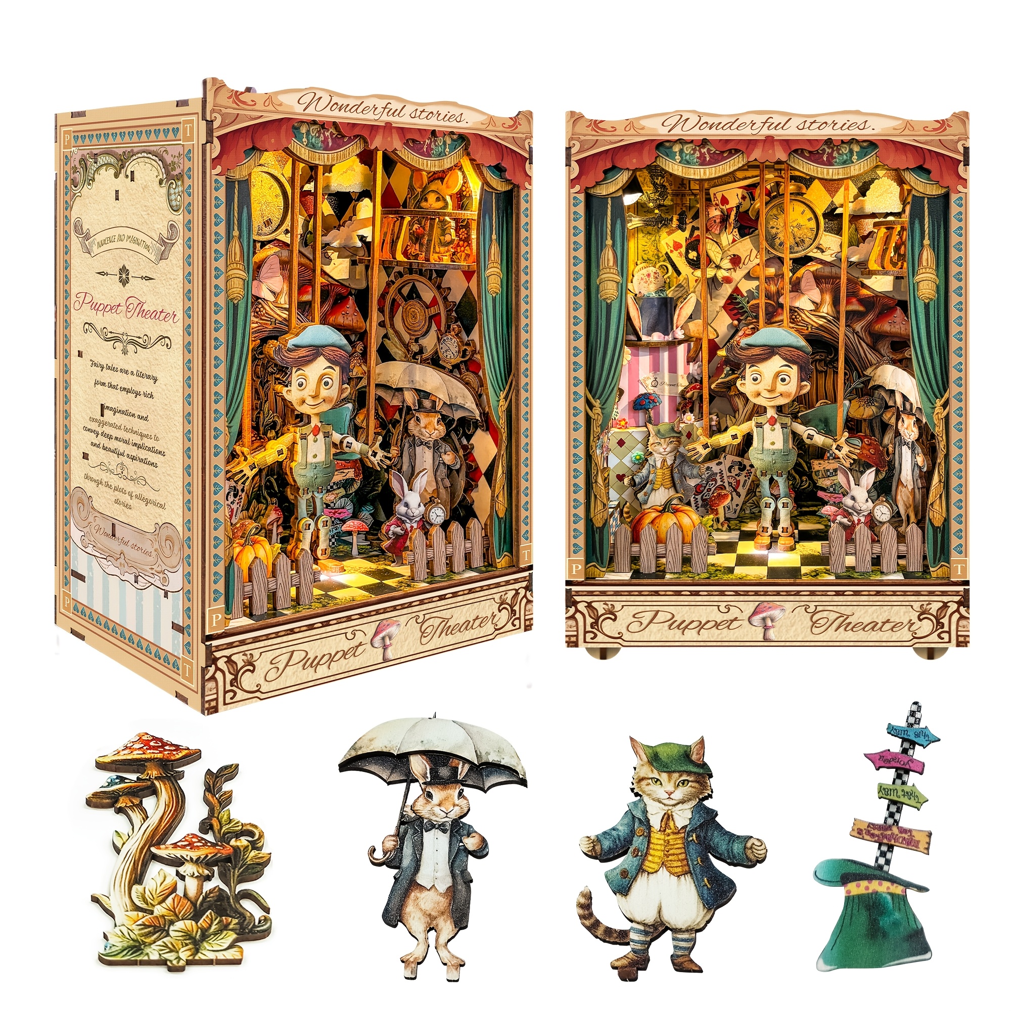 whimsical wooden bookends with movable figures mixed colors fairy tale themed home decor   magical fairy whimsical room decor perfect as birthday gift christmas gift halloween gift
