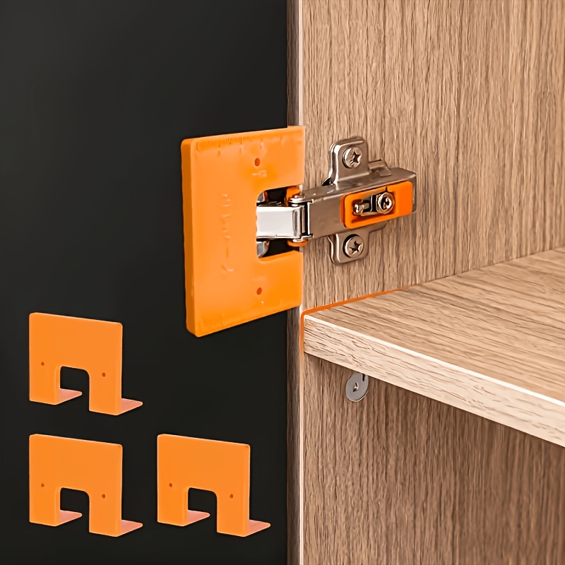 TEMU 4pcs Magnetic Quick Hinge Installation Fixing Plate, No-adjustment Hinge Hole Positioning Tool, Suitable For Diy And Professional Cabinet Door