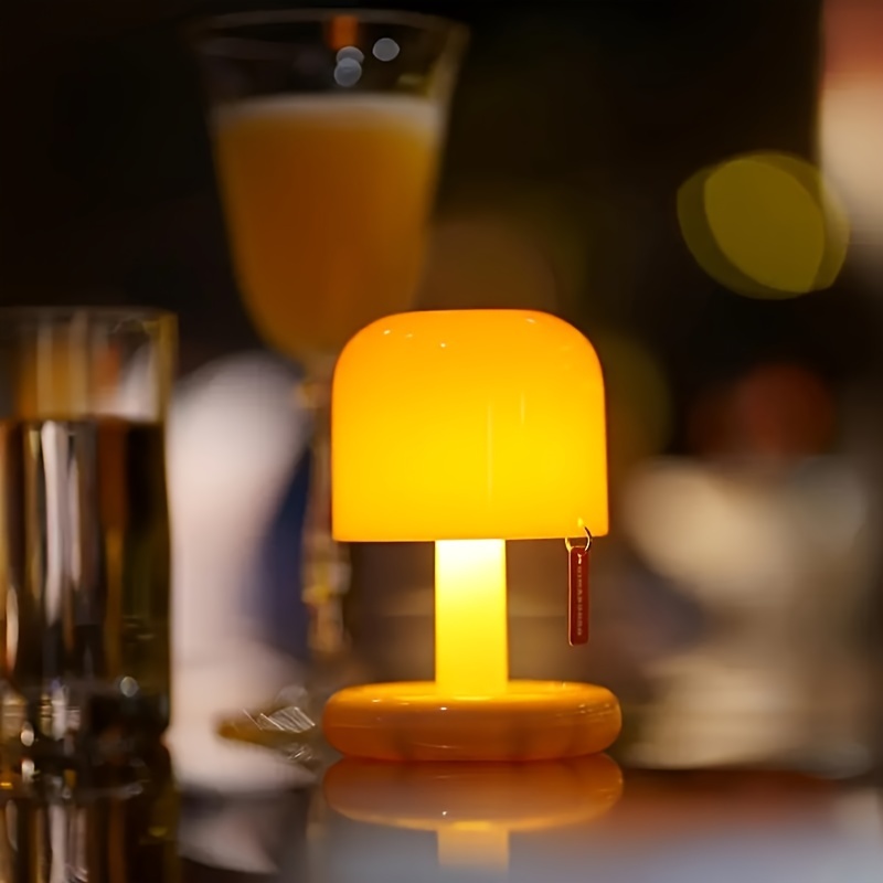 

portable" Modern Usb Rechargeable Mushroom Sunset Lamp - Color-changing Led Night Light For Bedroom & Cafe Decor, Polished Finish