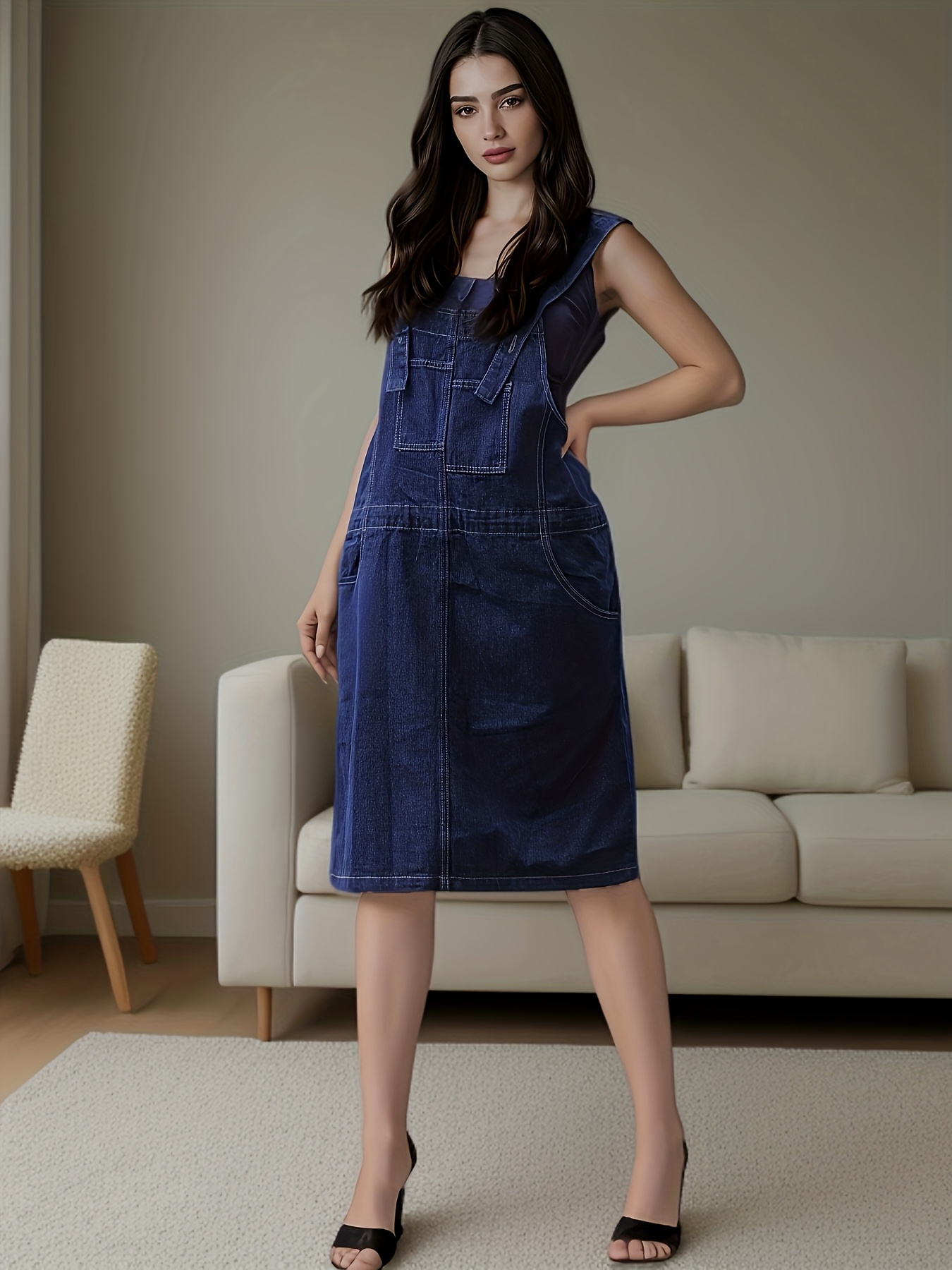 white christmas dresses Denim Overall Dress midi | Denim Paris main image 0