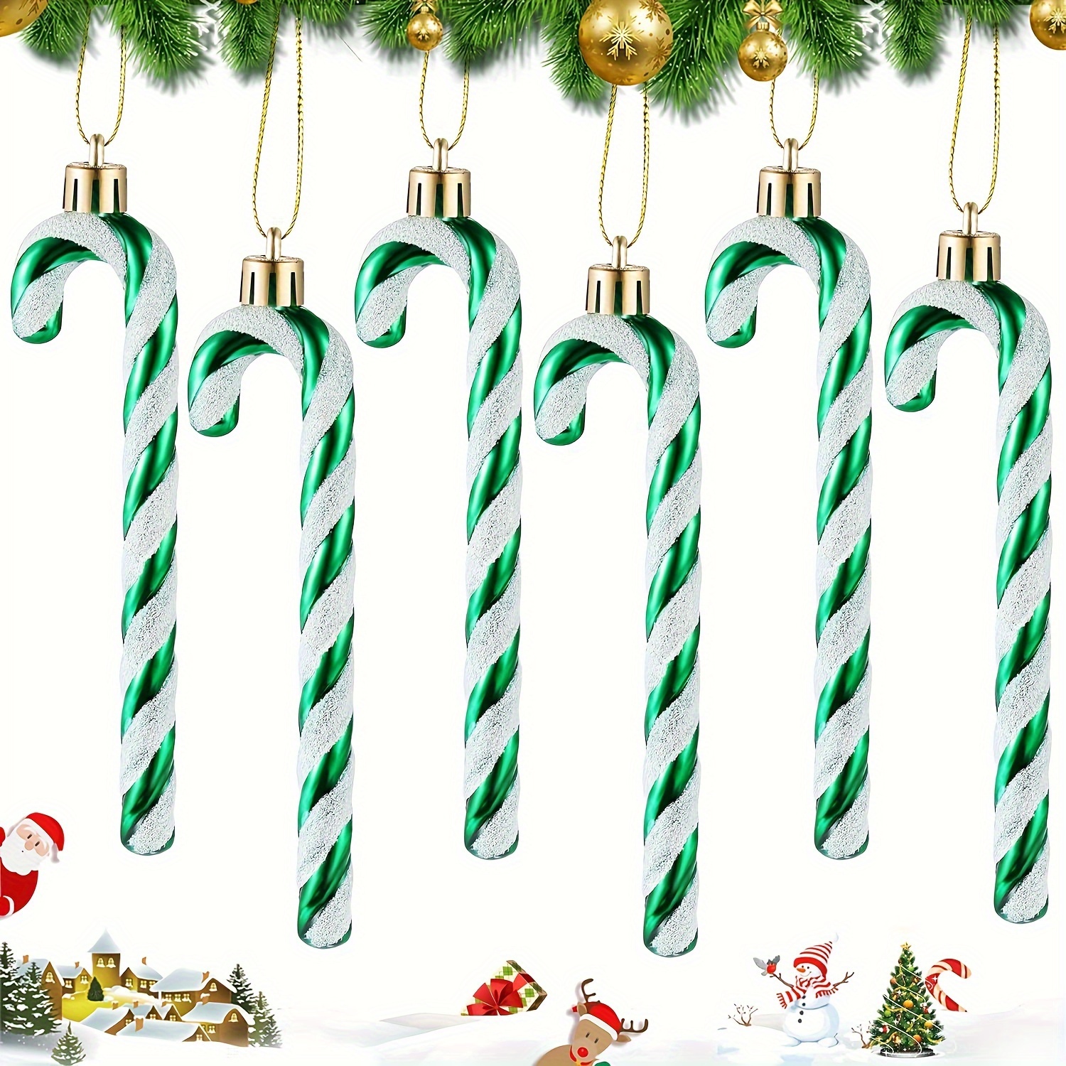 

6pcs Set Christmas Tree Ornaments - Durable Plastic Candy Canes For & Kitchen Decor, Christmas Decor