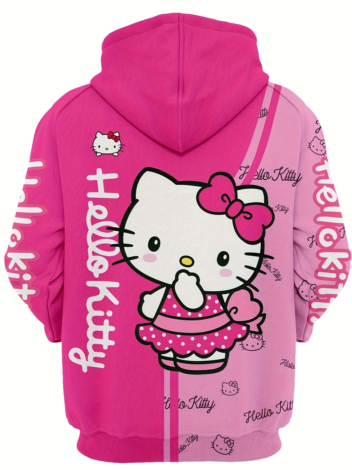 Girls' Hooded Sweatshirt with Cat Ears Face Cute Cartoon Clothing  Party Outfit, Long Sleeve Pullover Hoodie, Machin - Main Image