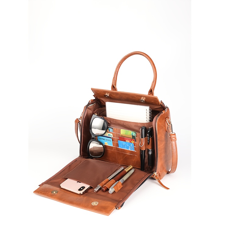 TEMU 2025 New Autumn And Winter Retro Large Capacity Bag! Women's Brown Handbag With Shoulder Strap Fashionable Crossbody Office Daily Bag
