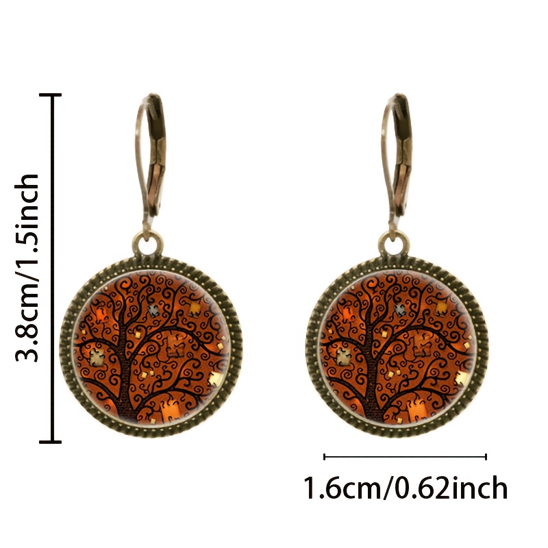 2pcs Blue Classic Pendant Earrings, Abstract Tree Design