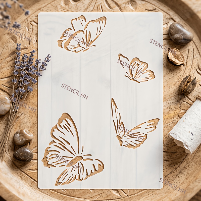 TEMU 1 pochoir papillon – Gabarit de peinture artisanale, 21,3 x 30 cm (8,,7 pouces) réutilisable pour la peinture, la création de cartes, mural, les
