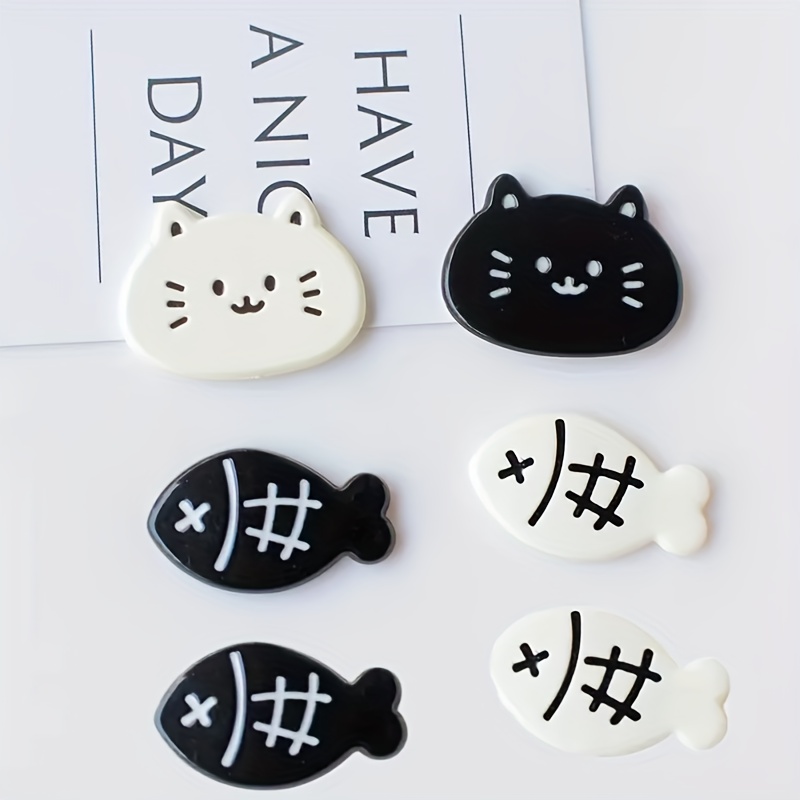 6pcs Creative Cartoon Black And Cat Refrigerator Magnets, Instagram-style Pegboard Magnetic Stickers, Home Decor Fridge Magnets