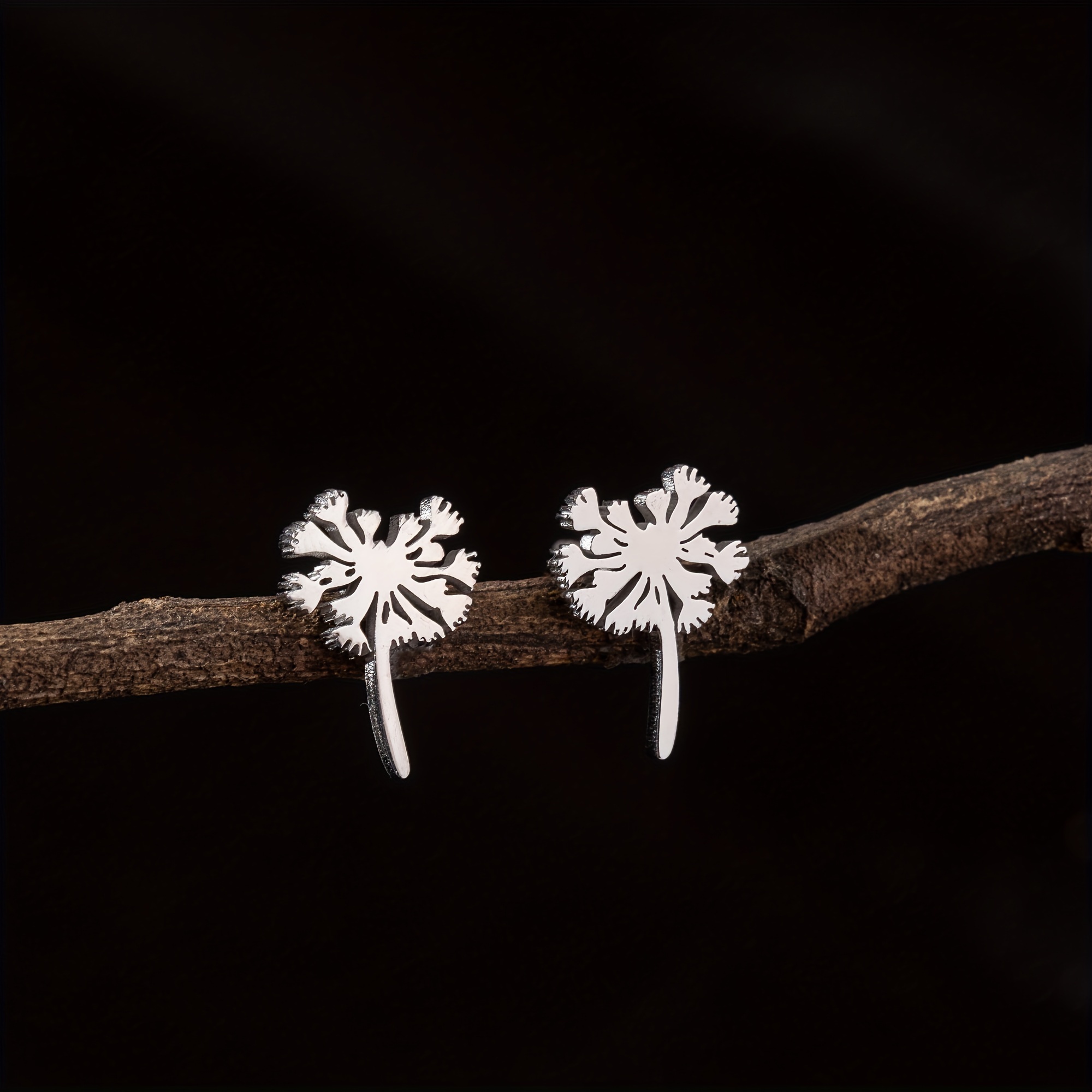 A Set Of Fashionable Stainless-steel Earrings Shaped Like Dandelions For Women, Perfect For Spring, Can Serve As A Meaningful Jewelry Gift