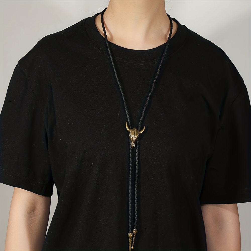 TEMU Collar colgante vintage estilo vaquero americano con cabeza de , un collar tejido ajustable adecuado para hombres como para mujeres, para uso