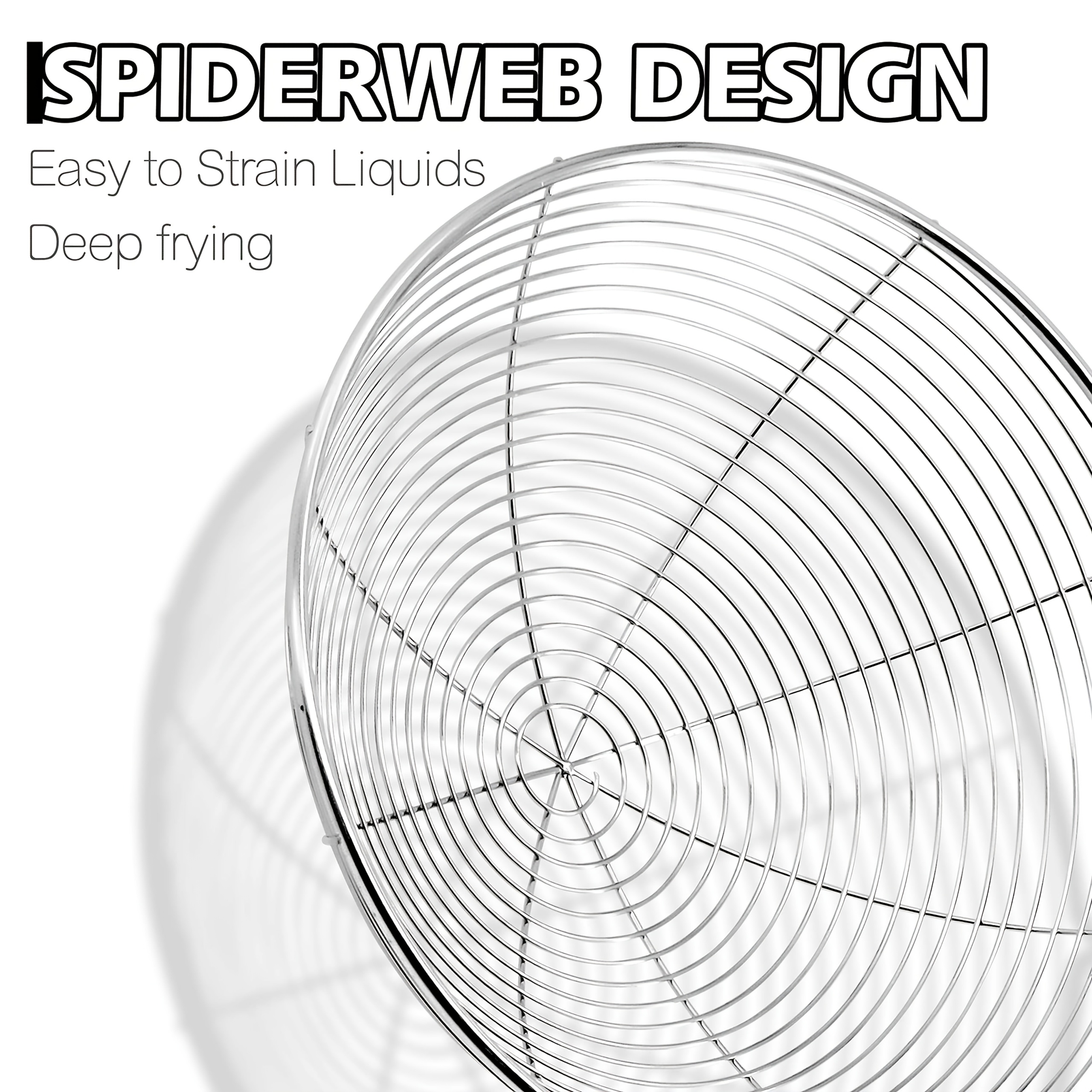 1 Cuchara Coladora de Acero Inoxidable con Diseño de Telaraña, Colador Profesional para Pasta con Mango Largo - Filtro para Freír - Cuchara Coladora Asiática para Cocinar y Freír, Restaurante, Hogar - Utensilio de Cocina
