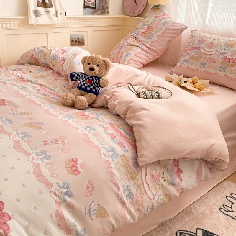 TEMU 4pcs Quilt Set (1 X Quilt Cover And 1 X Bed Sheet And 2 X Pillowcases, Quilt Core Not Included) Printed Bedding, Soft And Comfortable, Suitable