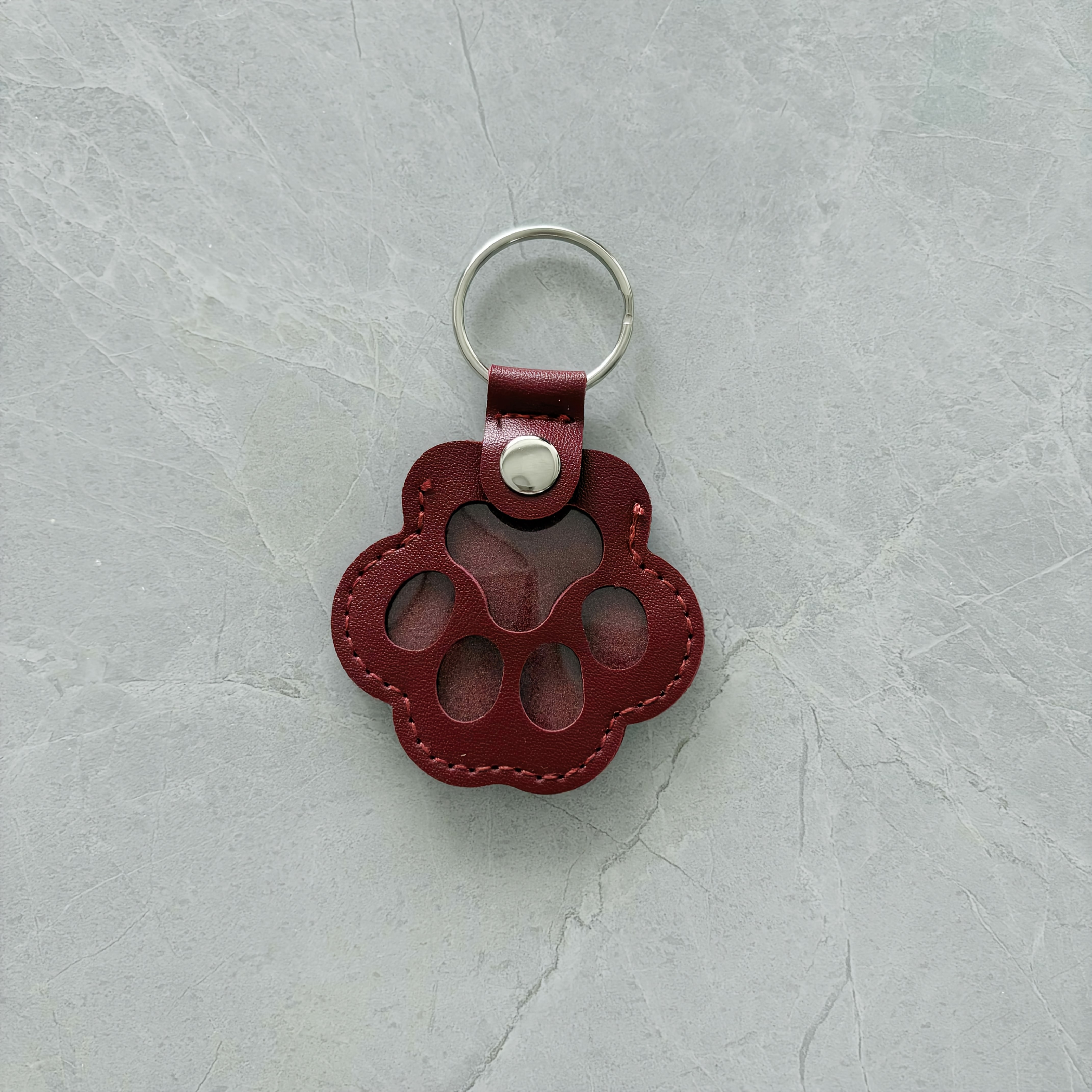 3 PCS Cat & Dog Hair Fur Keychain - Paw Shaped Leather