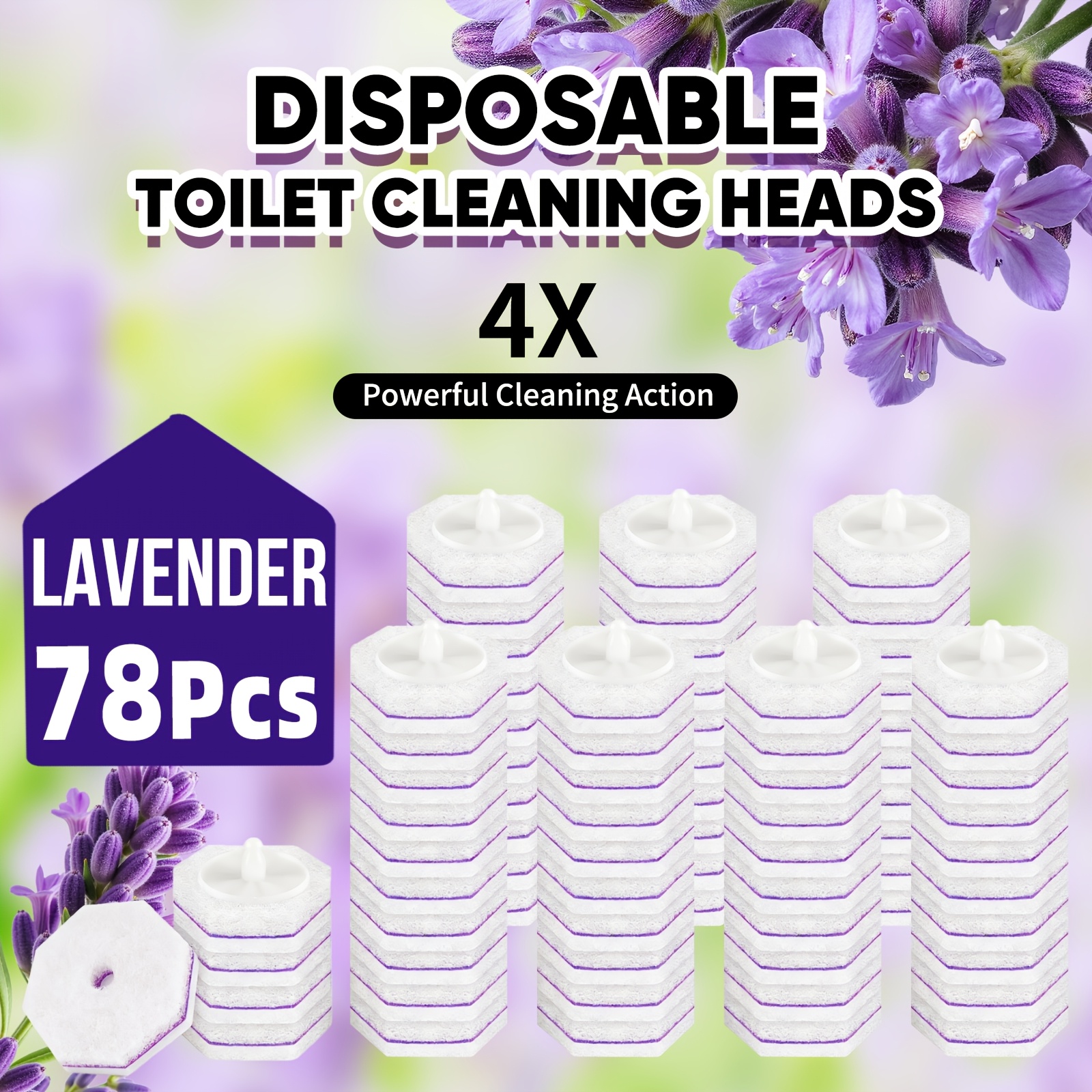 78 Count Lavender Scent Toilet Wand Refills, Compatible With Cloroxxx Toilet Wand, Disposable Toilet Bowl Cleaner Replacement For Bathroom Cleaning, Sturdy & Non-shedding