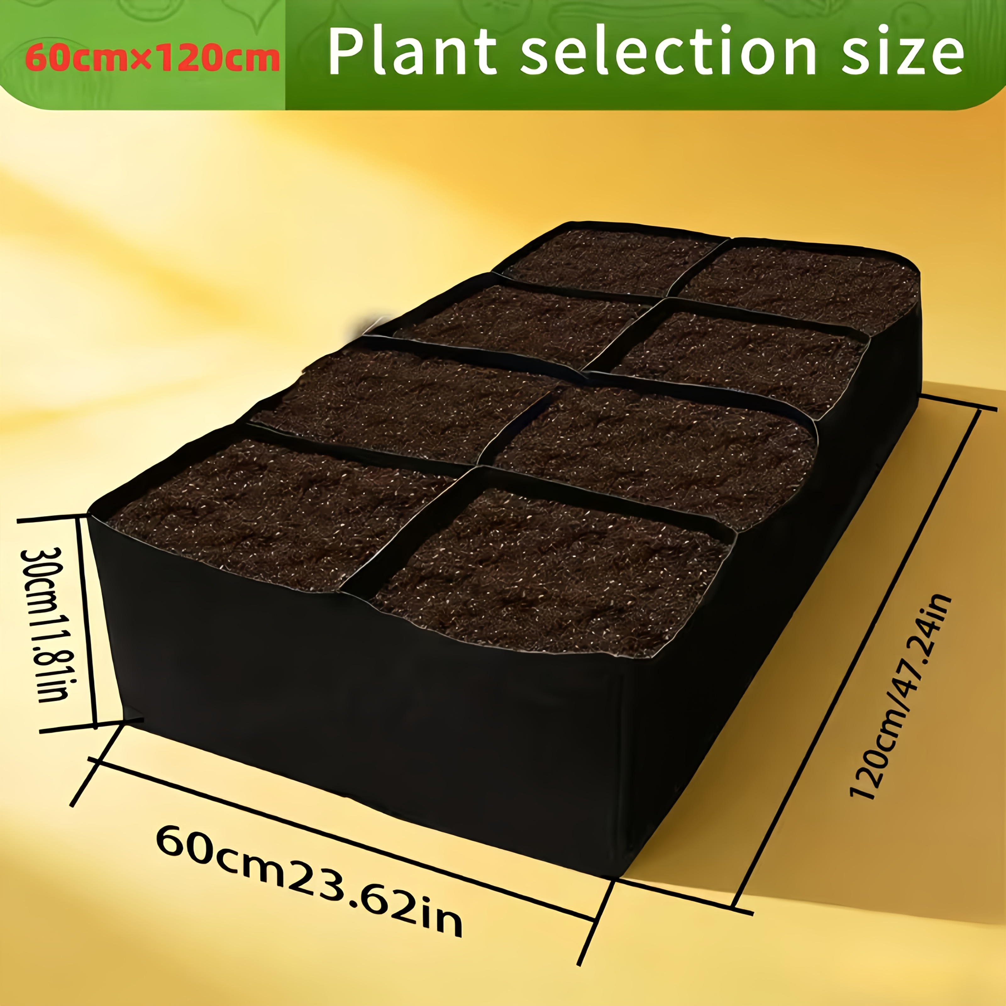 TEMU 2 Styles Of Large Foldable Planting Bags, Breathable Non-woven Multi-grid Planting Containers, And Heavy-duty Plant Planting Bags For Backyard