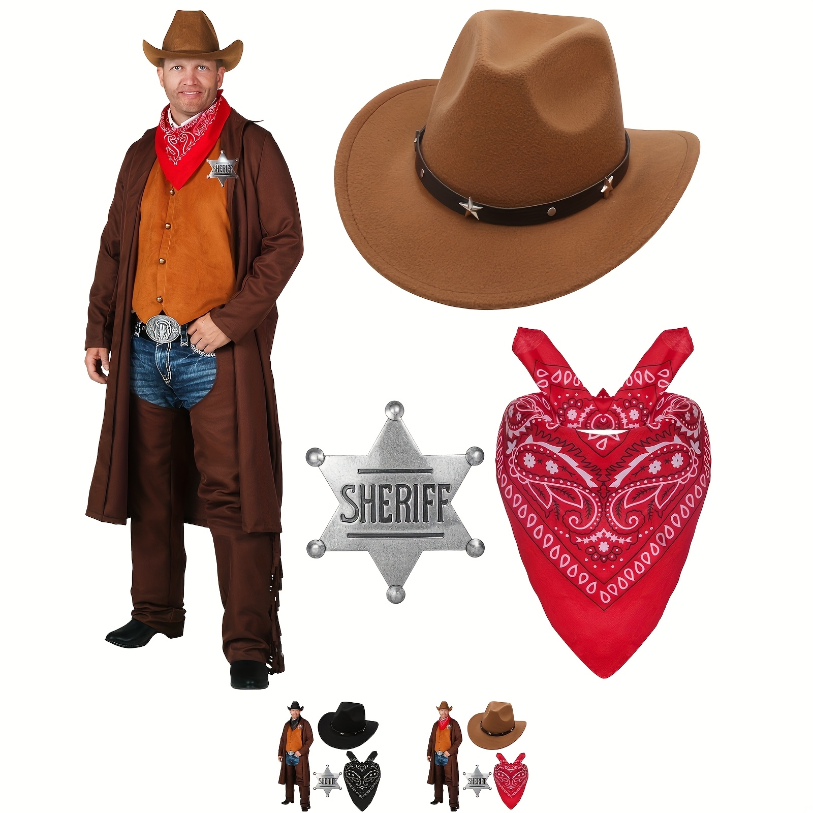 3x Bolo Tie Western-Krawatten - Einstellbar, Zinklegierung, Unisex