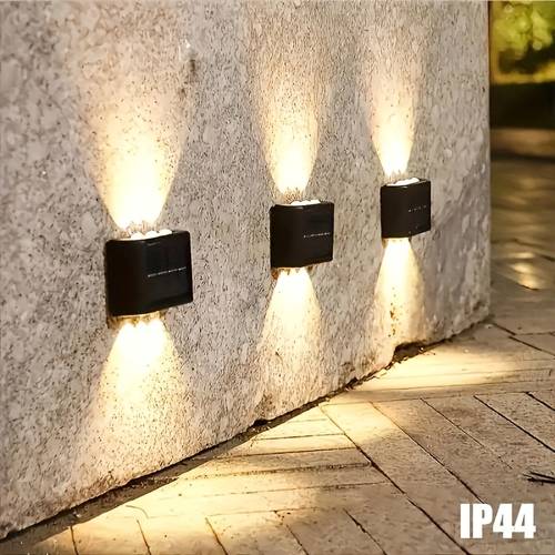 4pcs led bead solar up down lighting wall light outdoor lighting outdoor wall decoration led landscape light suitable for outdoor courtyard villa fence