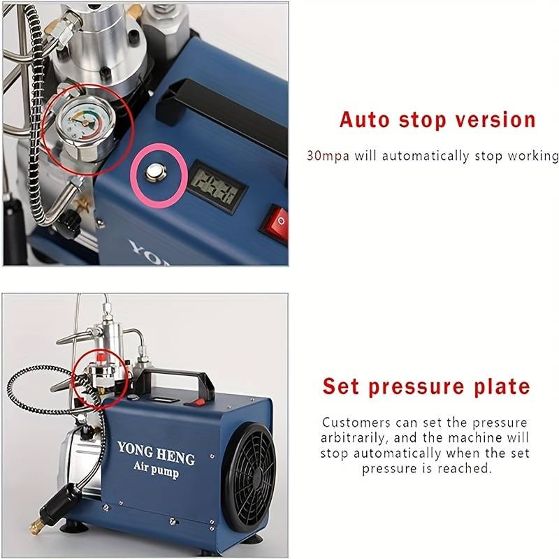 IMeshbean 4500Psi PCP Air Compressor – 12V / 110V / 220V – Manual Stop High Pressure Pump