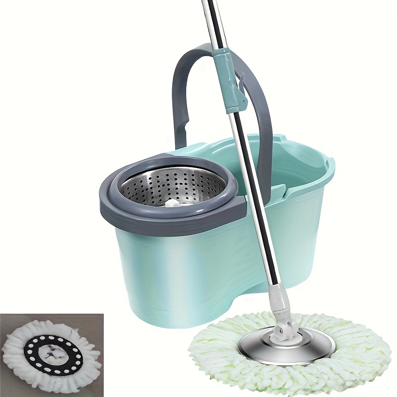 rotating mop and bucket set bathroom mop bucket   bathroom 360 rotating mop   with 2 microfiber mop replacement heads and stainless steel adjustable handle for floor cleaning bucket floor cleaning system details 1