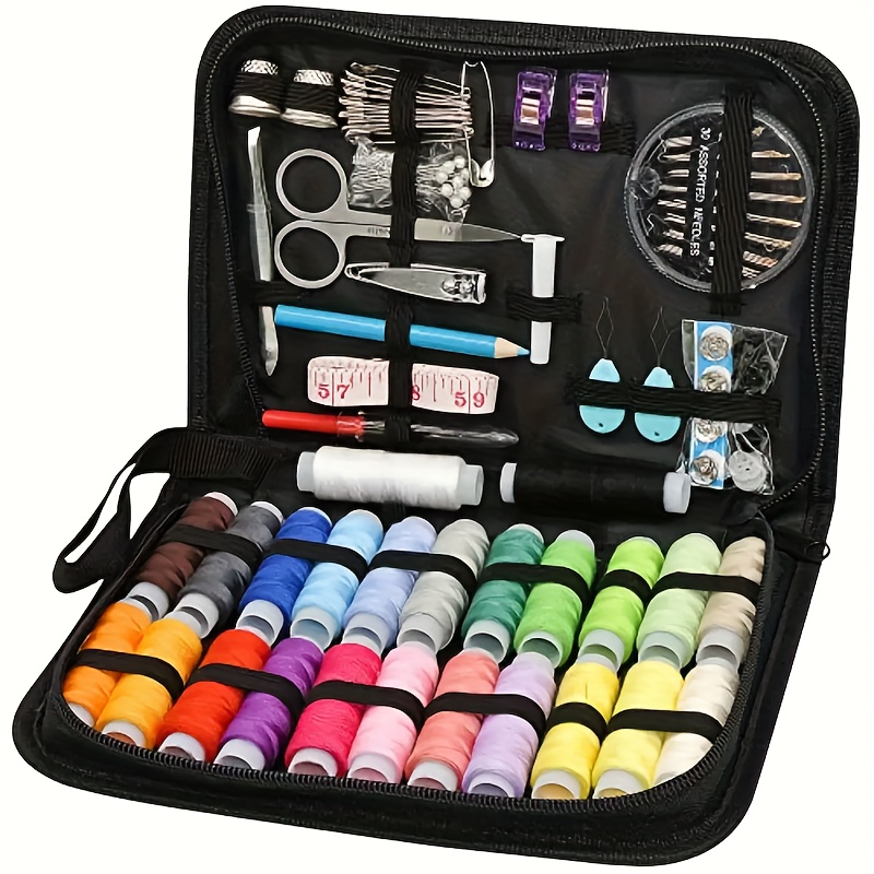 complete 100pcs sewing kit with 24 assorted thread accessories compact travel mini repair set for emergencies details 0