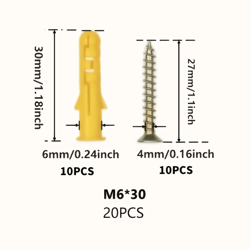 TEMU Kit de fijación fácil para pared para cuadros y espejos de /100 piezas - Anclajes antideslizantes para paneles de yeso con tornillos